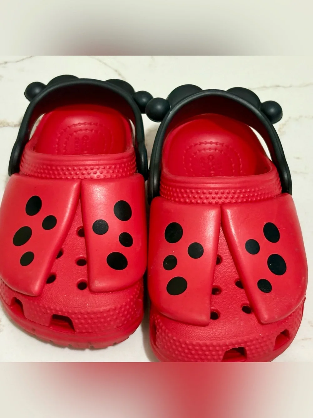 CROCS Kids Red Clog Sandals with Black Accents